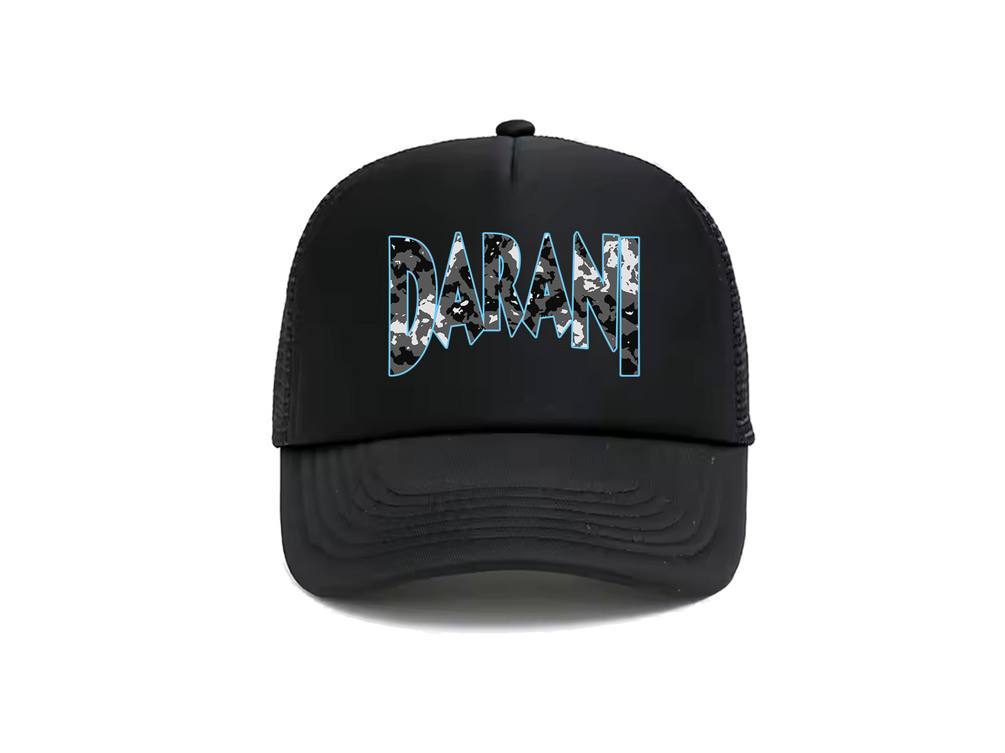 GREY ICE CAMO BLACK TRUCKER CAP