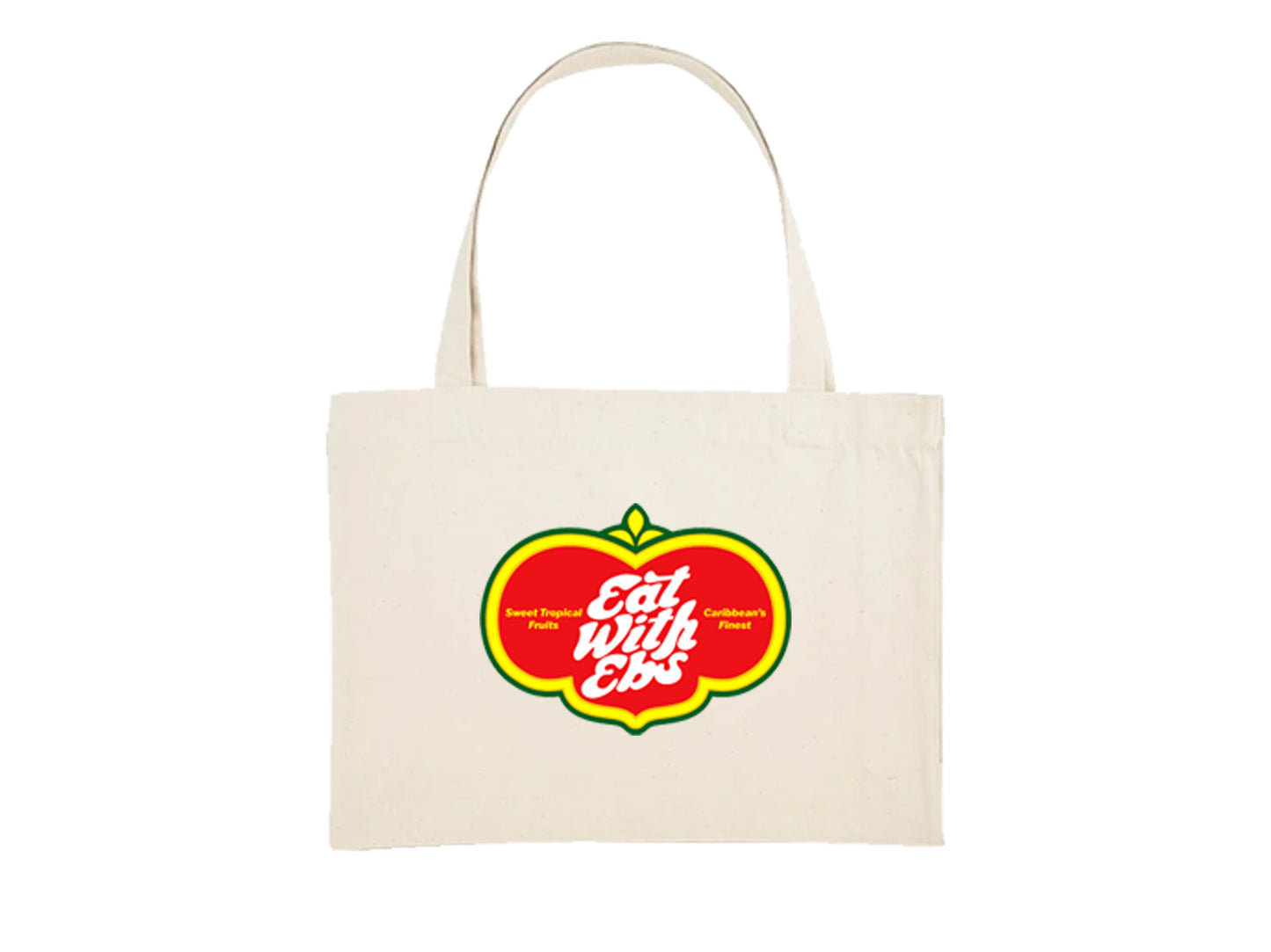 EAT WITH EBS STICKER TOTE BAG NATURAL