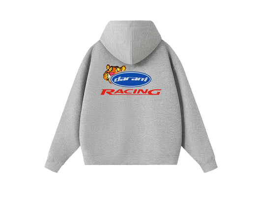 RACING GRAPHIC ZIP THRU HOODY GREY MARL