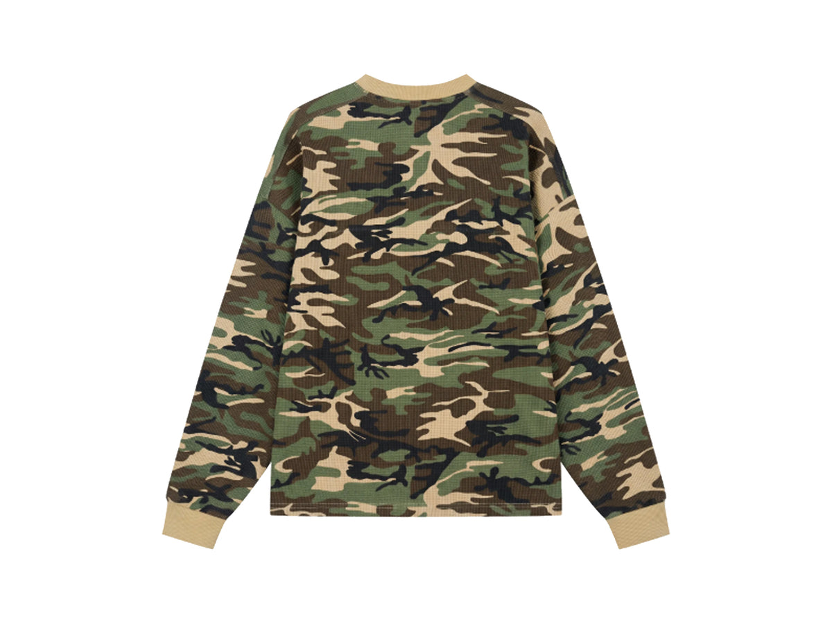 WAFFLE KNIT LS TEE GREEN CAMO