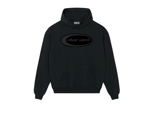 BLKOUT FLOCK PRINT HOODY BLACK