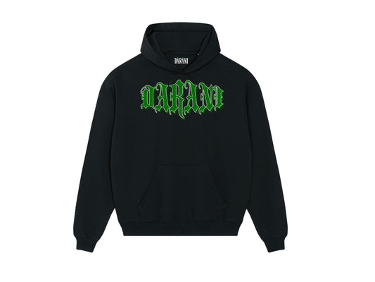 OLD GREEN FONT HOODY BLACK