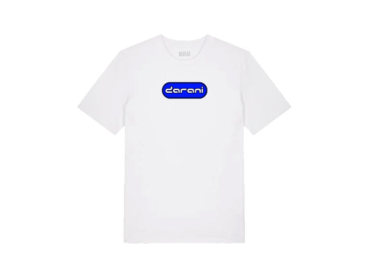 BLUE TAB FLOCK PRINT TEE WHITE