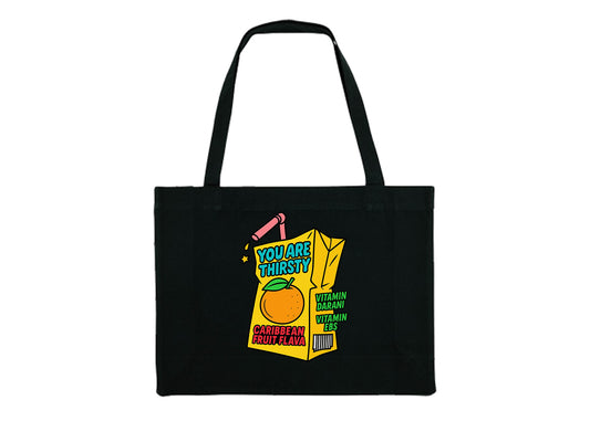 EAT WITH EBS CARTON TOTE BAG BLACK