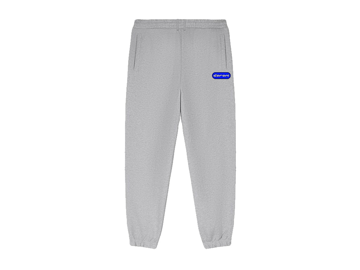 BLUE TAB FLOCK PRINT TRACKSUIT BOTTOMS GREY MARL