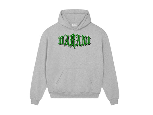 OLD GREEN FONT HOODY GREY MARL