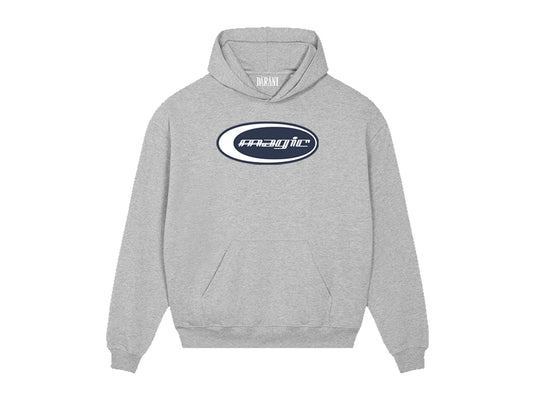 CUSTOM MAGIC FLOCK PRINT HOODY GREY MARL