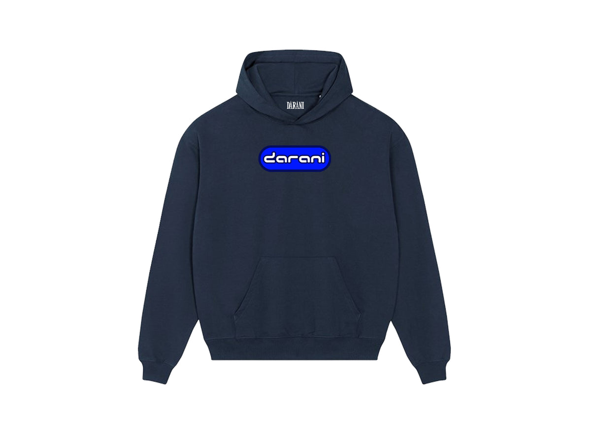 BLUE TAB FLOCK PRINT HOODY FRENCH NAVY