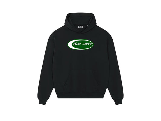 OVAL RACING FLOCK PRINT HOODY BLACK
