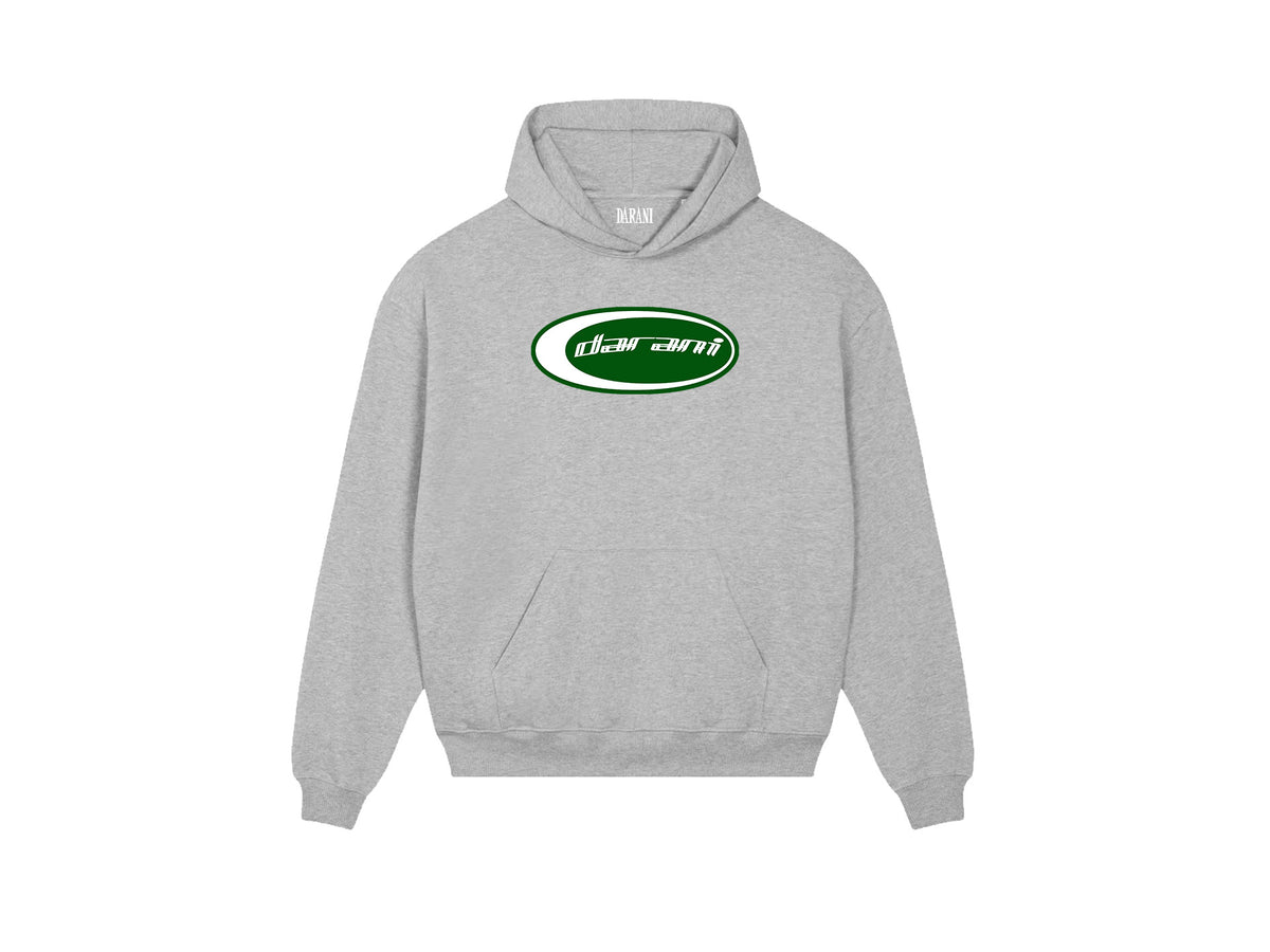 OVAL RACING FLOCK PRINT HOODY GREY MARL
