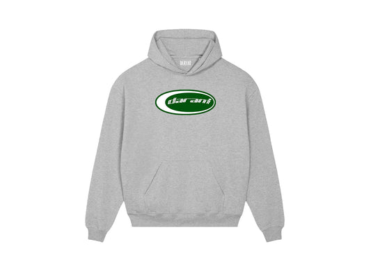 OVAL RACING FLOCK PRINT HOODY GREY MARL