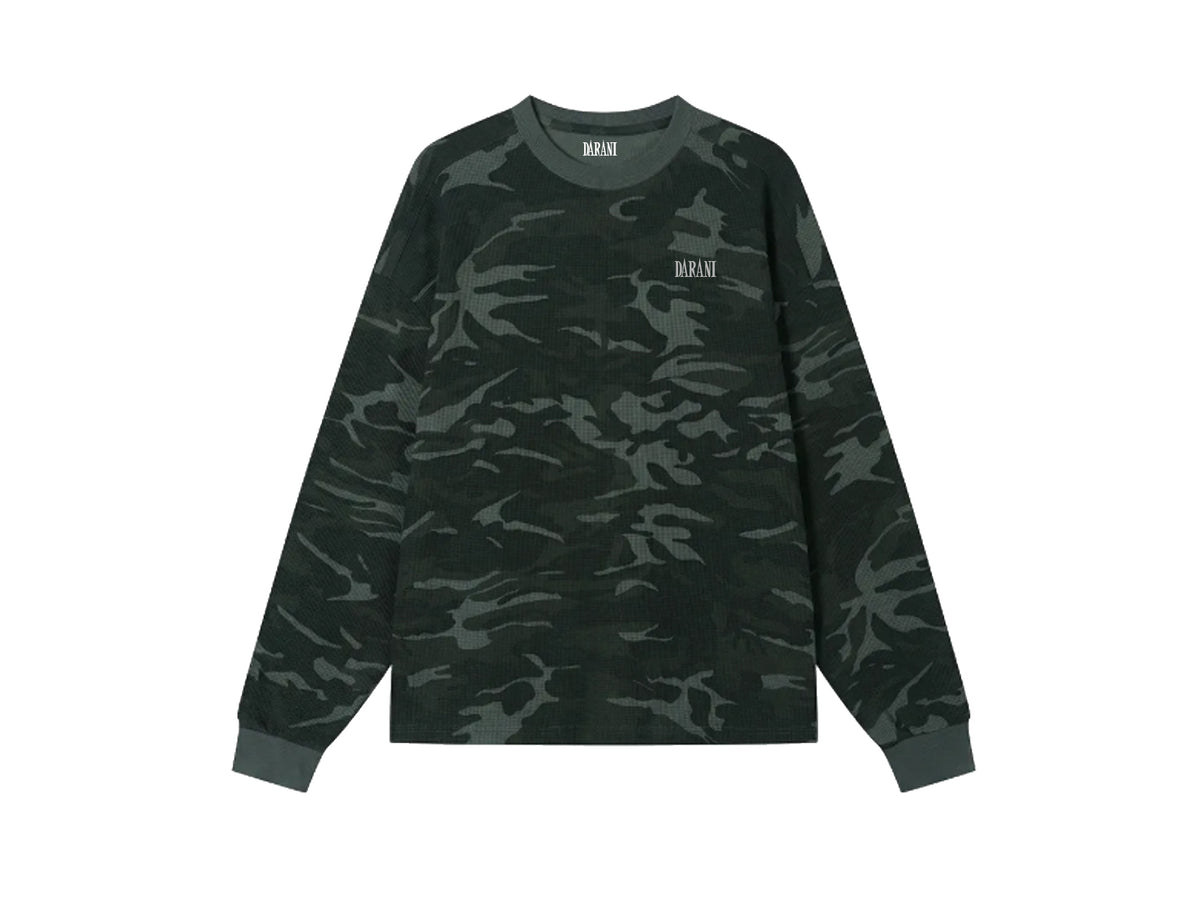 WAFFLE KNIT LS TEE GREY CAMO