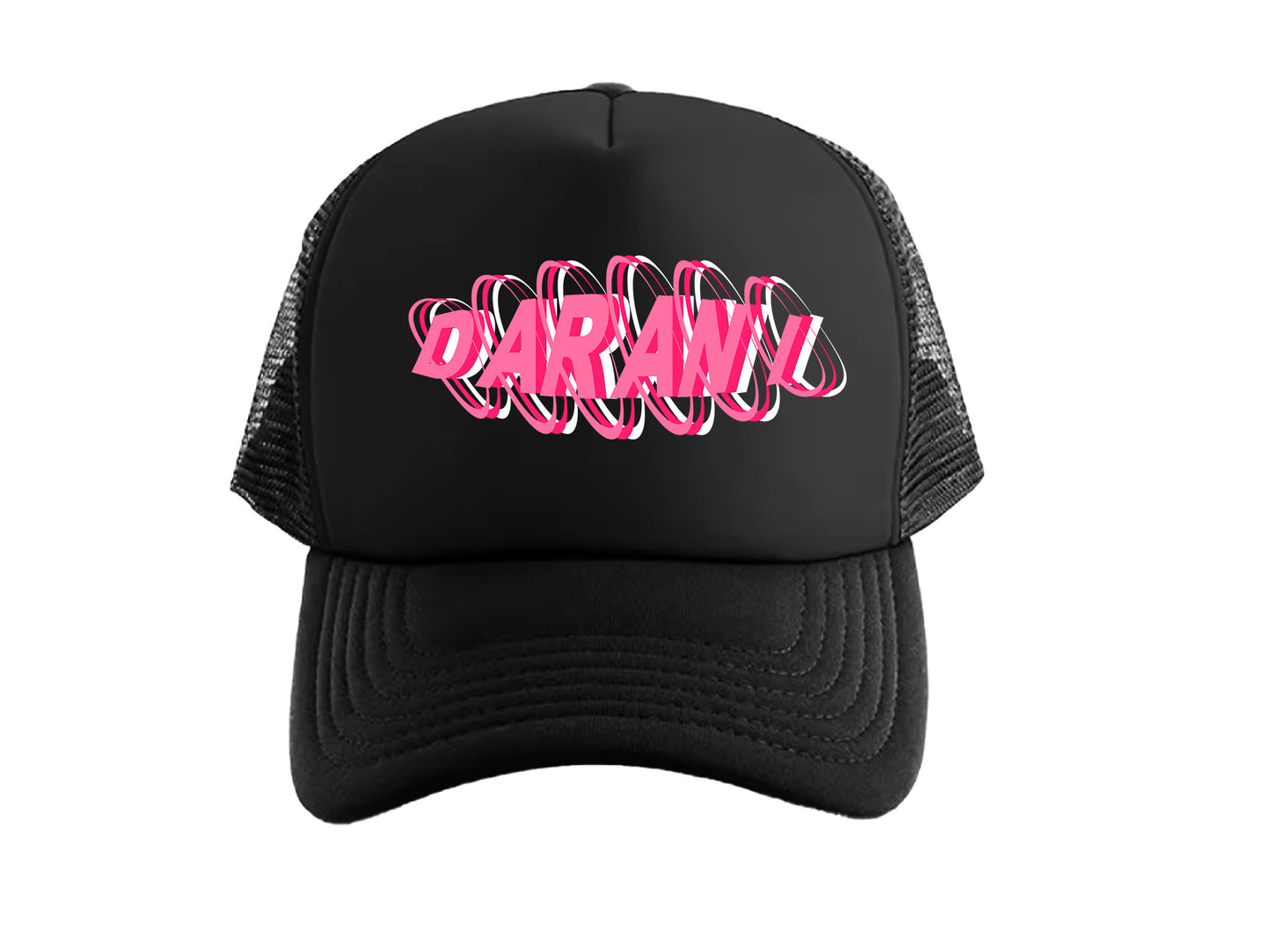 PINK SWIRL BLACK TRUCKER CAP