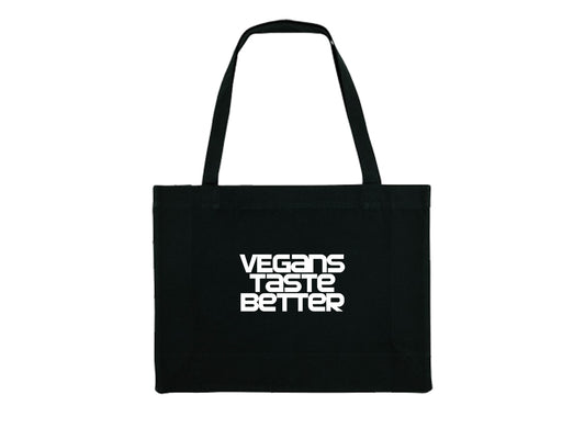 EAT WITH EBS VEGANS TASTE BETTER TOTE BAG BLACK